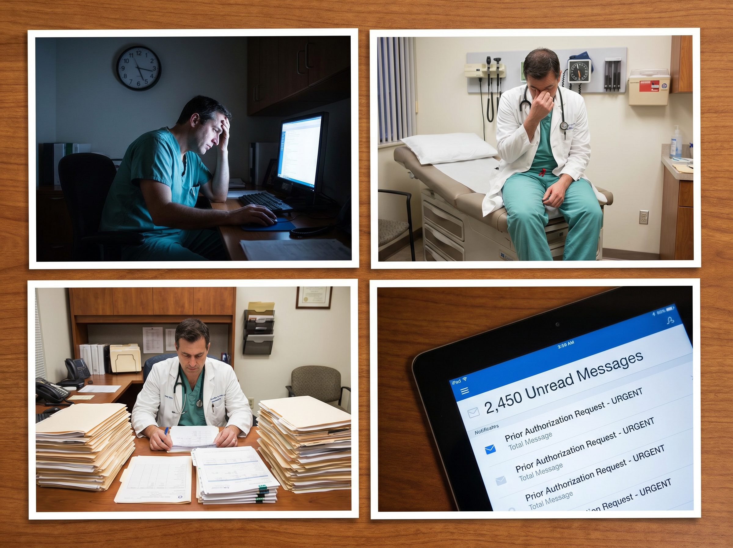 Healthcare provider managing EHR workload, patient backlog, and administrative tasks